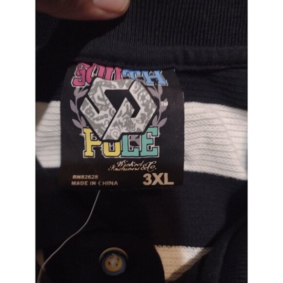 NWT New South Pole MultiColor Short Sleeve Polo Shirt 3XL Cotton Striped - Picture 8 of 11